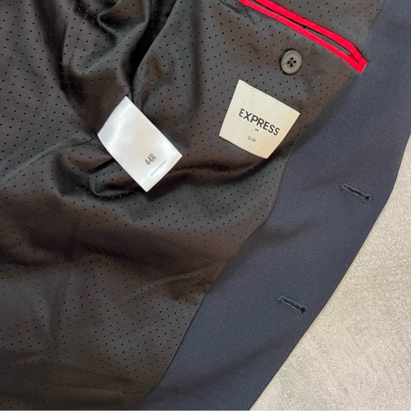 Express Performance Navy Blue Slim Sport Coat Size 44R - Picture 10 of 11